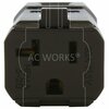 Ac Works NEMA 5-15/ 20R 15/ 20A 125V Clamp Style Square Household Connector with UL, C-UL Approval in Black ASQ520R-BK